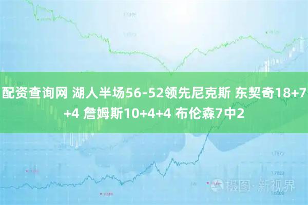 配资查询网 湖人半场56-52领先尼克斯 东契奇18+7+4 詹姆斯10+4+4 布伦森7中2